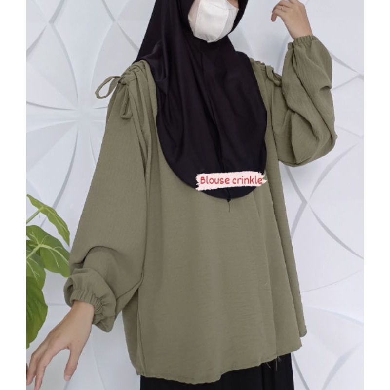 BLOUSE CRINKLE AIRFLOW PREMIUM LENGAN SERUT CRINKLE AIRFLOW