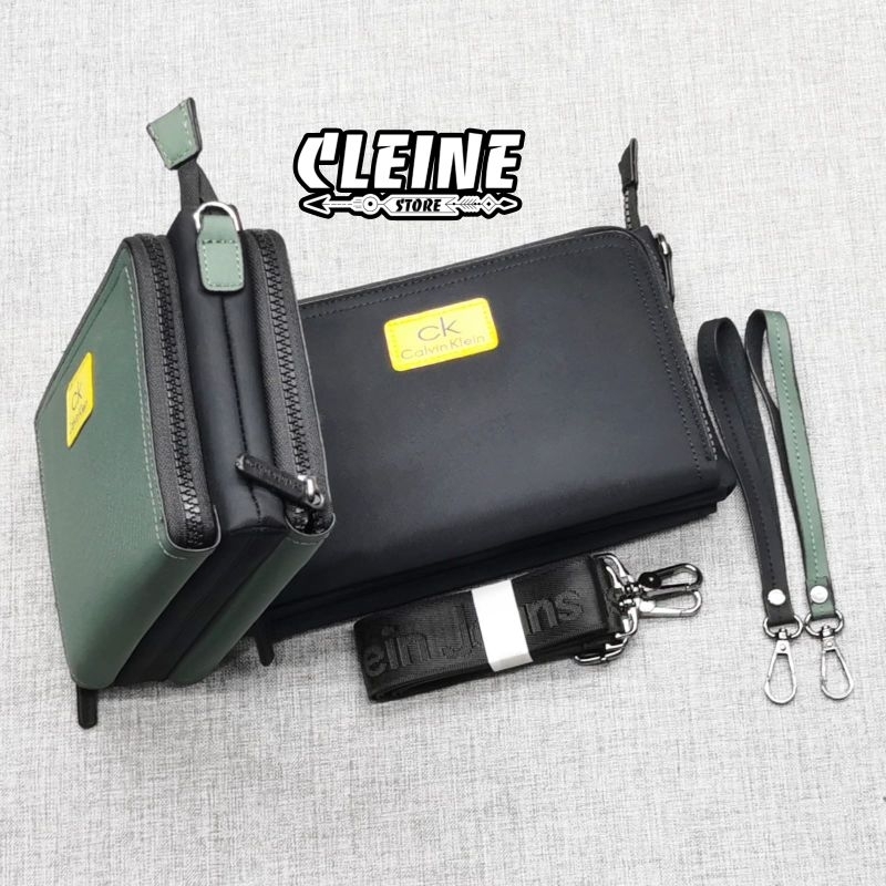 Handbag Clutch Pria Wanita Calvin Klein Black &amp; Green