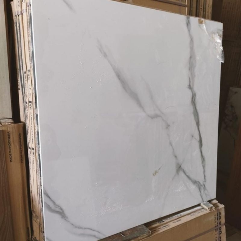 Indogress Titanio Statuario 80x80 Granit Lantai Glossy