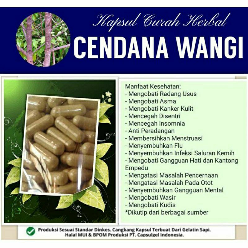 

CENDANA WANGI 100 KAPSUL OBAT HERBAL ALAMI (GRADE A5)