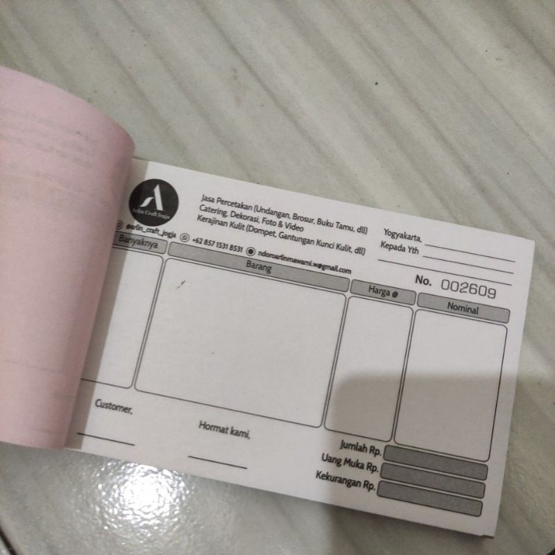 

Nota NCR Custom Desain + porporasi + 2 warna