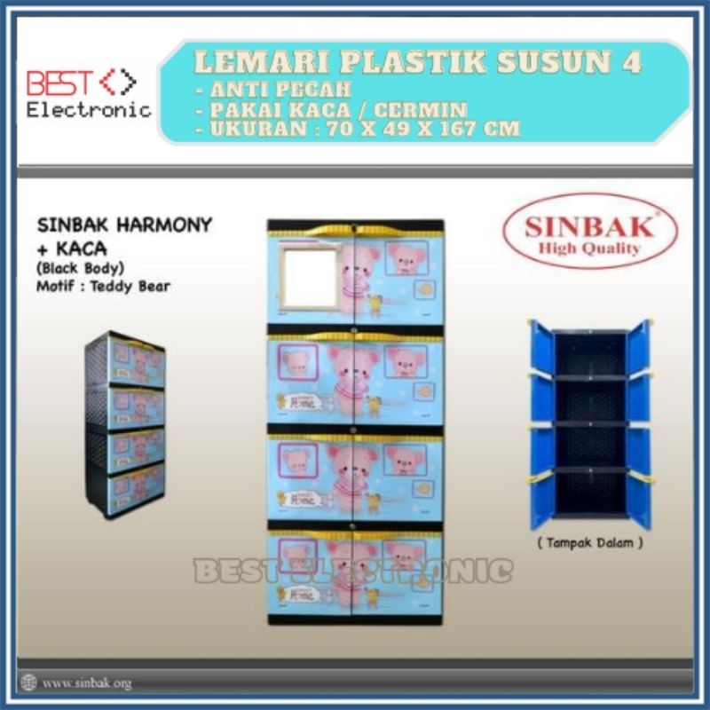 LEMARI PAKAIAN PLASTIK SERBAGUNA 4 SUSUN SINBAK HARMONI