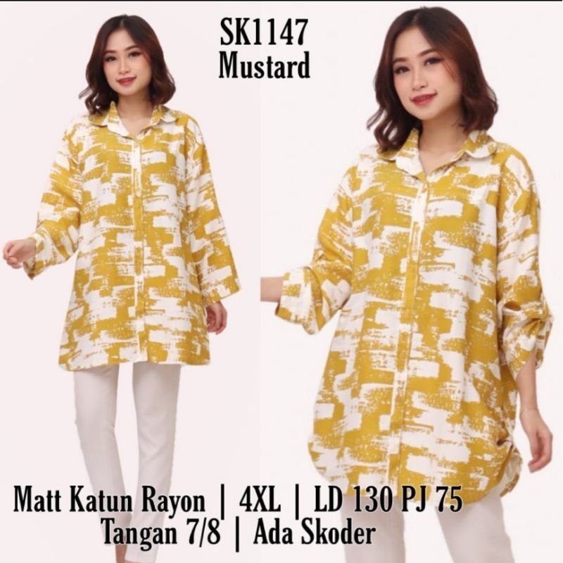 Kemeja Wanita Jumbo XXXL LD 130 / Hem Kareen