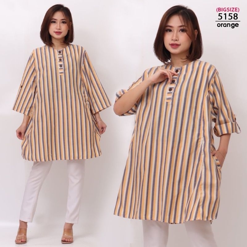 Baju Kemeja Wanita Jumbo 4XL LD 130 / Hem Edora