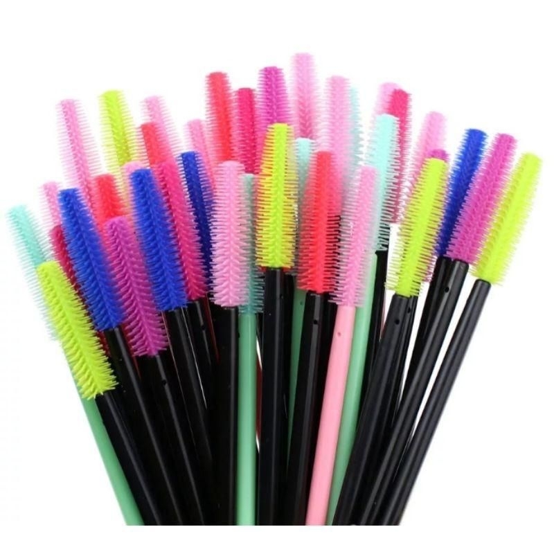 Mascara Wand BRUSH SILICONE 1Pack isi 50 PCS Bulu Mata Spolie Karet Eyelash Extension Brush