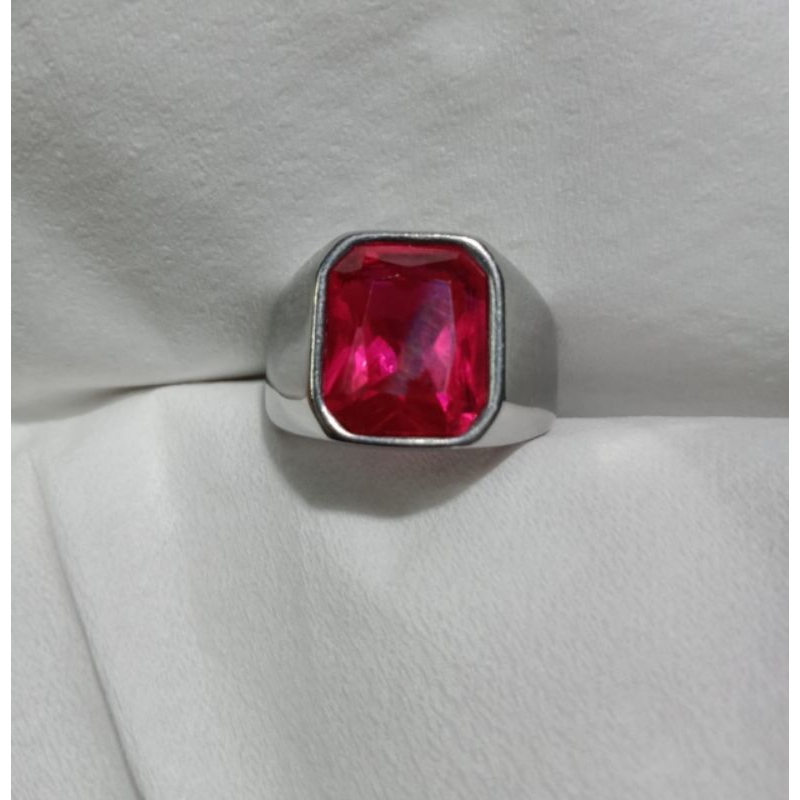 Cincin batu merah Siem Bangkok cutting natural