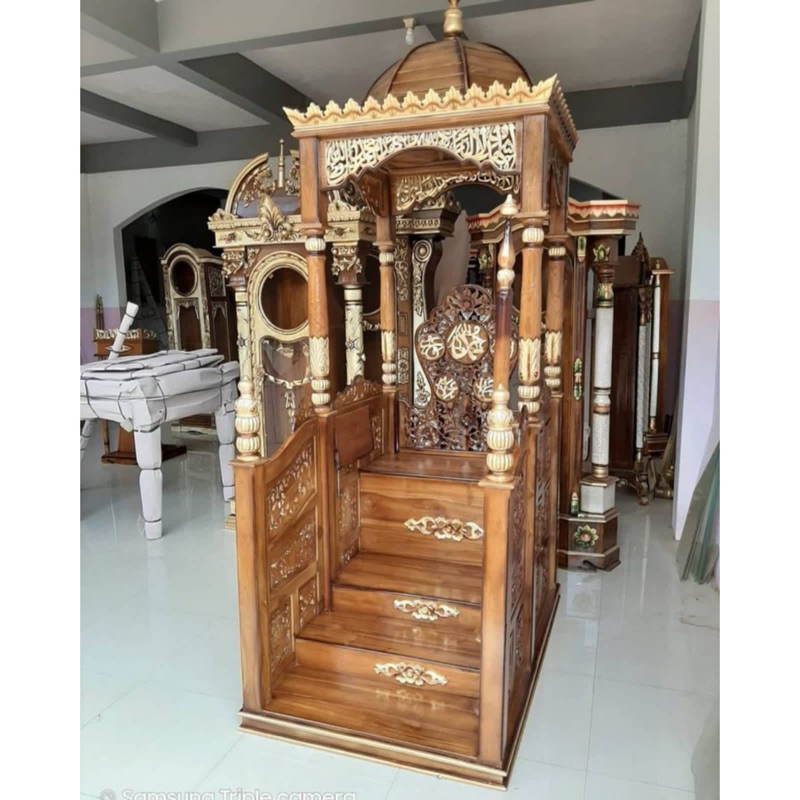 Minbar masjid pintu depan mimbar masjid kayu jati