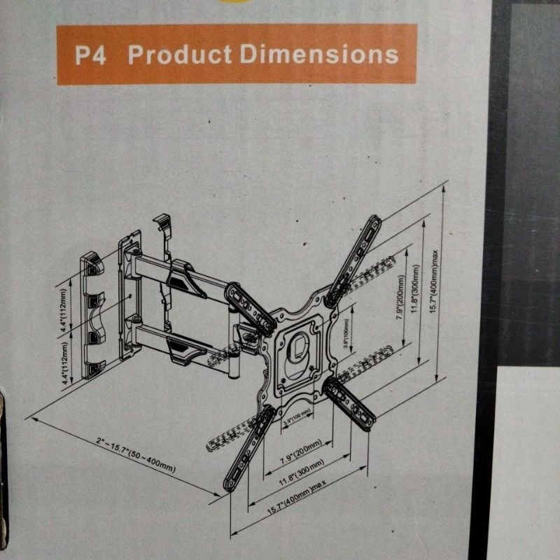 BRACKET TV NB north bayou P4 FULL MOTION 32-55 INCH BISA GERAK