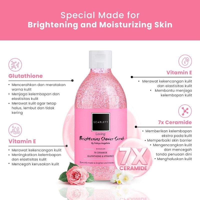 SCARLETT Whitening Brightening Shower Scrub (Sabun Mandi Cair) 300 ML