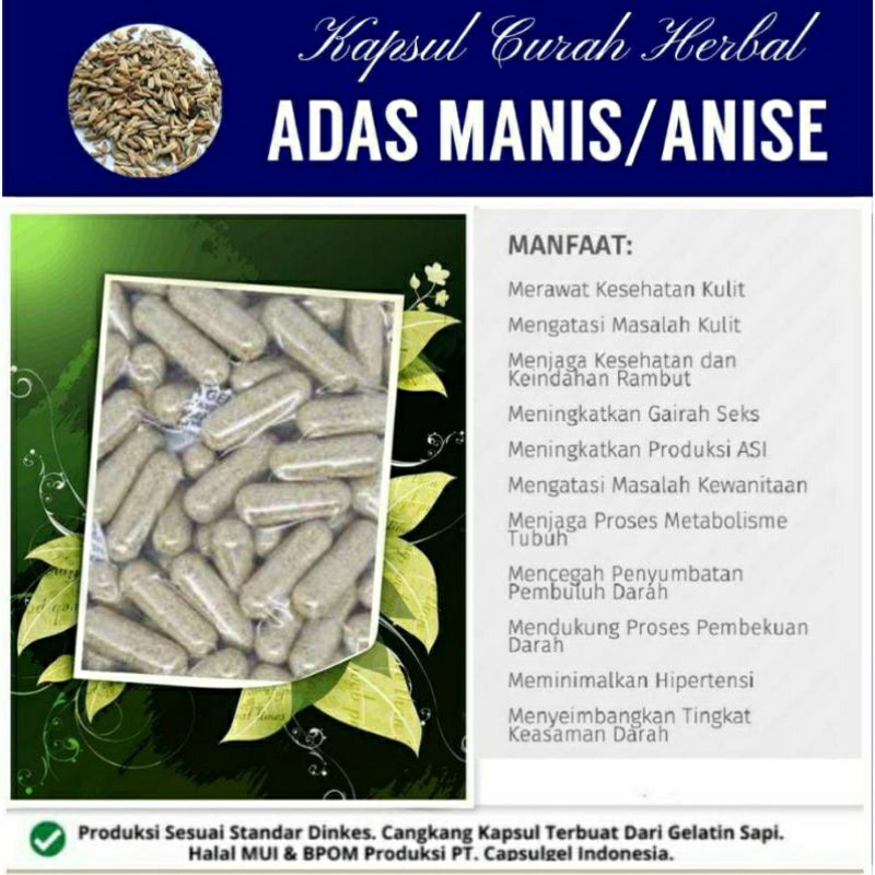 

ADAS MANIS 100 KAPSUL OBAT HERBAL ALAMI (GRADE A5)