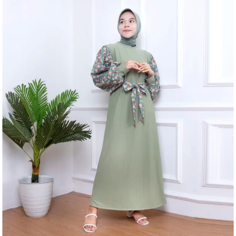 GAMIS MUSLIM TERBARU LENGAN KOMBI BUNGA KNIT PREMIUM/GAMIS KNIT MODEL TERBARU/GAMIS HORNET KNIT PREMIUM BAHAN TEBAL/DRESS MURAH/GAMIS MURAH/GAMIS KNIT MODEL TERBARU/DRESS WANITA MODEL BARU BAHAN KNIT/DRESS WANITA/GAMIS WANITA BAHAN BAGUS ADEM/DRESS POLOS