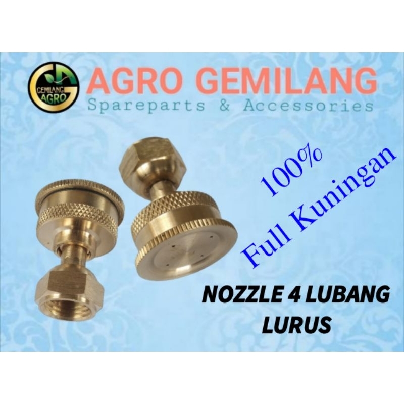 Nozzle Sprayer Lubang 4 Kuningan Lurus Kabut