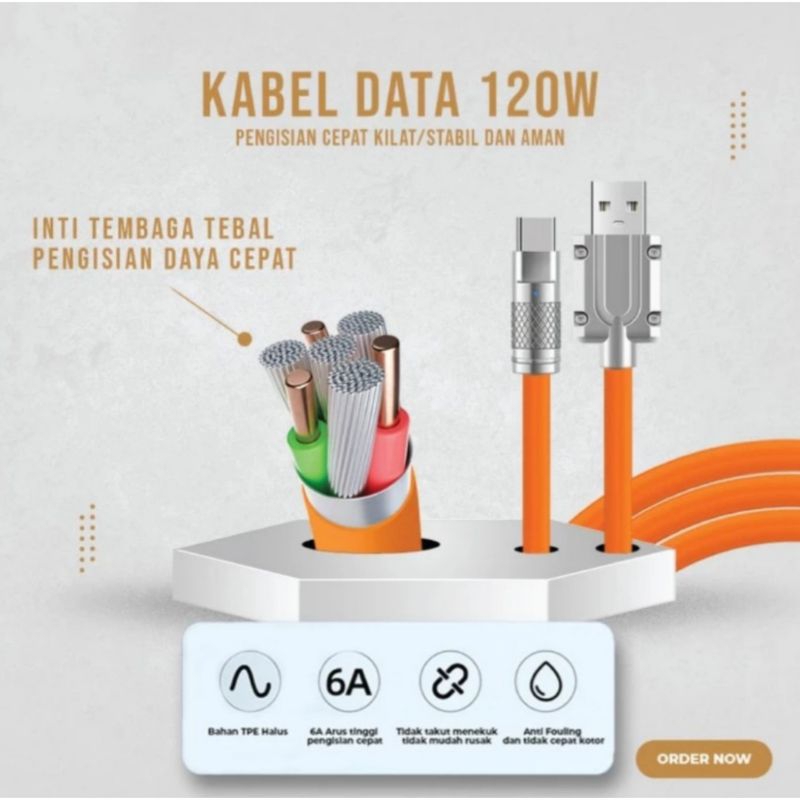 KABEL DATA 6A FASTCHARGING 120WATT USB MICRO DAN TIPE C