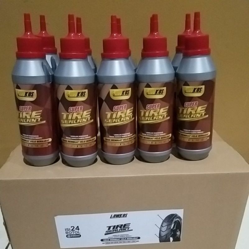 LOWKOS - SUPER TIRE SEALANT 1 Kardus (24 Botol) Cairan Ban Tubles Anti Ranjau Paku , Tambal Otomatis