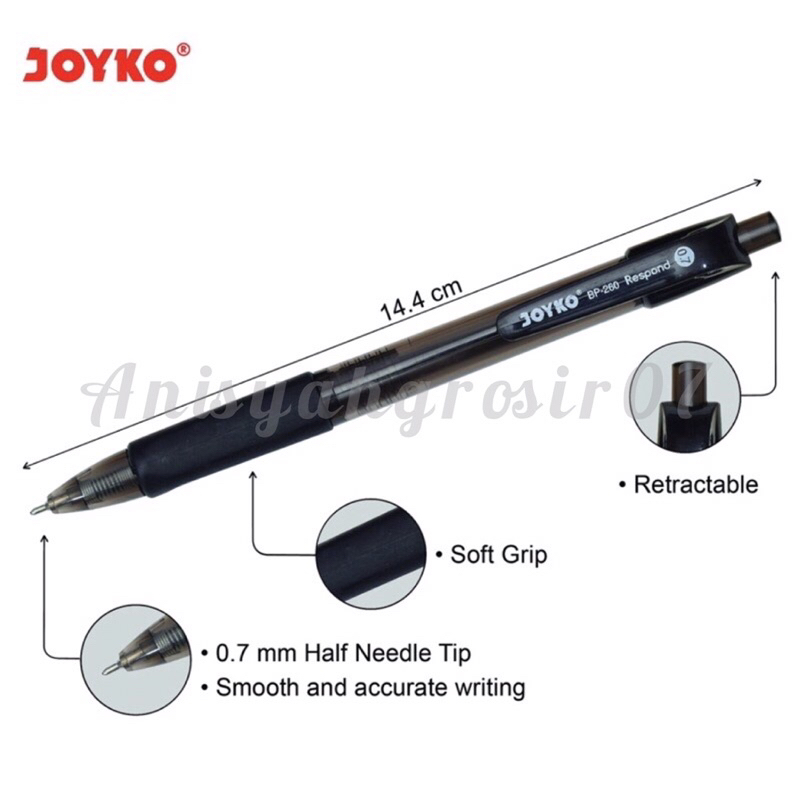 

(SATUAN) Bulpen Pulpen Bolpoin Joyko Respon BP260 BP 260 BP-260 0.7mm Hitam