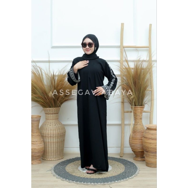 Abaya Hitam Kombinasi Bordir Zephy Gamis Saudi Maxi Dress Jubah Wanita Fashion Muslim