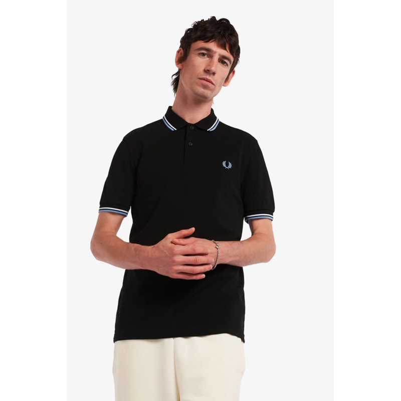 Fred Perry M3600 P65 Twint Tipped Polo Shirt In Black / White / Blue