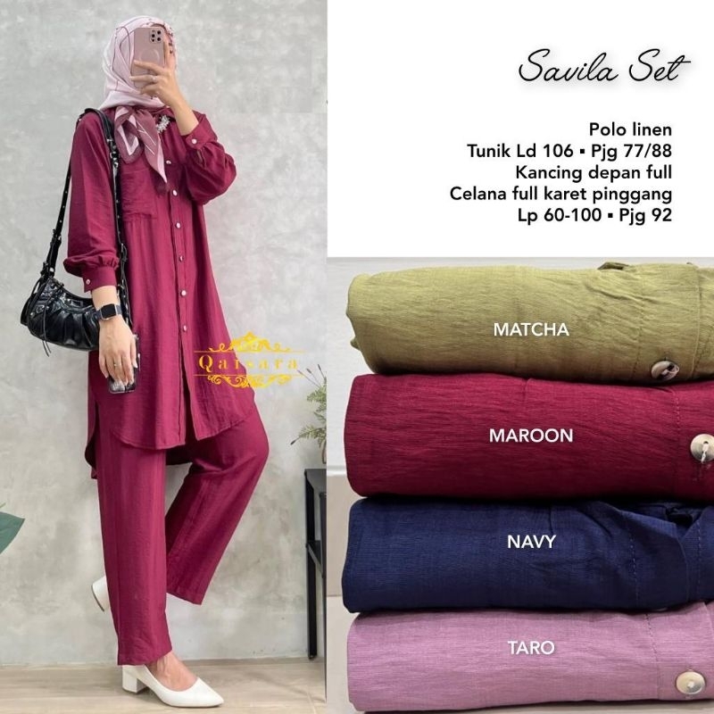 Setelan Wanita SAVILA SET Polo Linen By Qaisara
