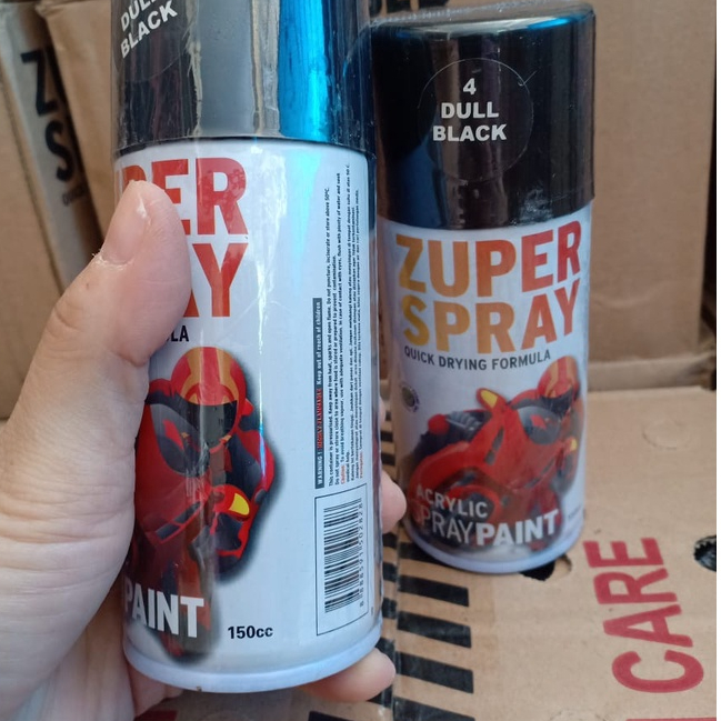 Pilok Pilox Zuper Spray Paint Warna P4 Dull Black / Hitam Dop / Hitam Tidak Mengkilap (150cc/150ml)