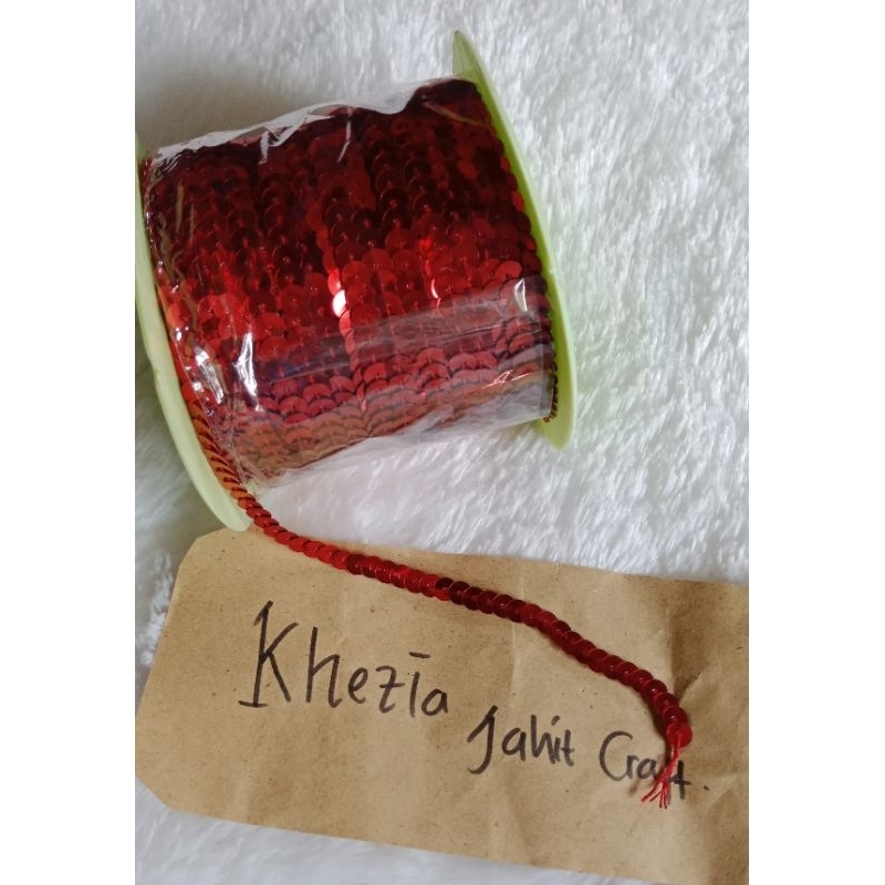 Ramboci Renteng 6mm Payet Renteng Merah - Per Meter