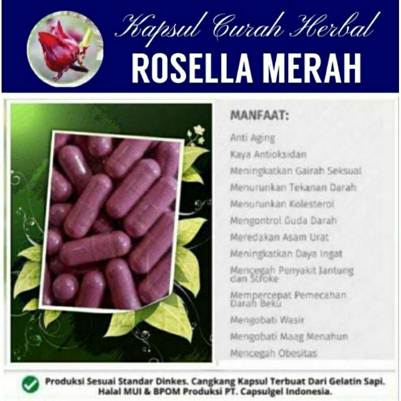 

ROSELLA MERAH 100 KAPSUL OBAT HERBAL ALAMI (GRADE A5)