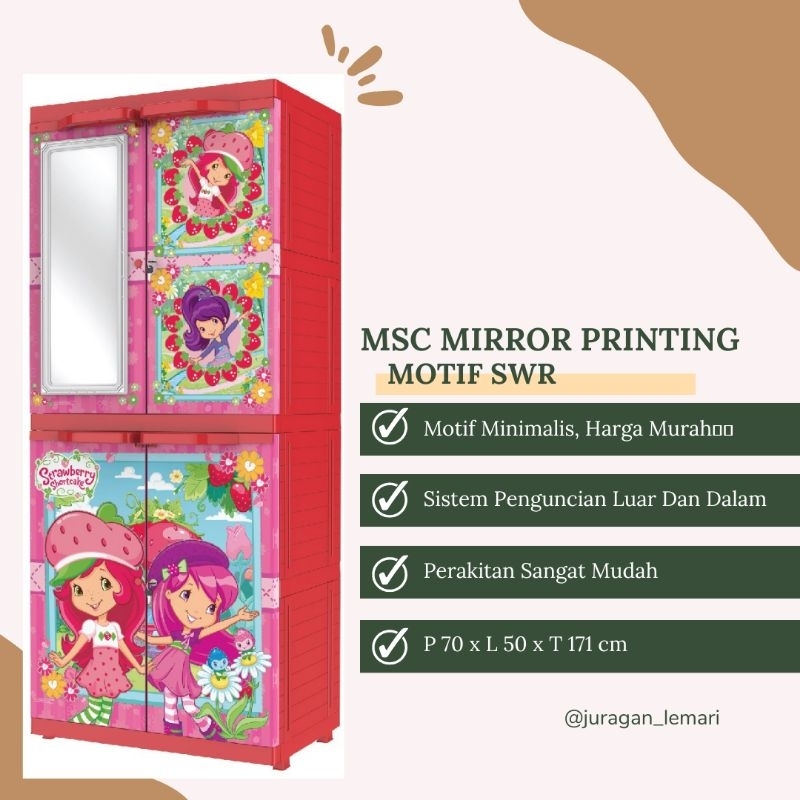 LEMARI PLASTIK ANAK KARAKTER 4 SUSUN LEMARI PLASTIK UKURAN JUMBO MERK NAIBA MSC MIRROR PRINTING 9364