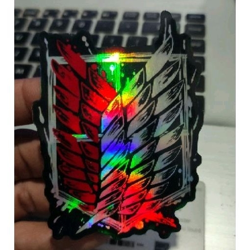 stiker anime hologram logo AOT stiker motor mobil