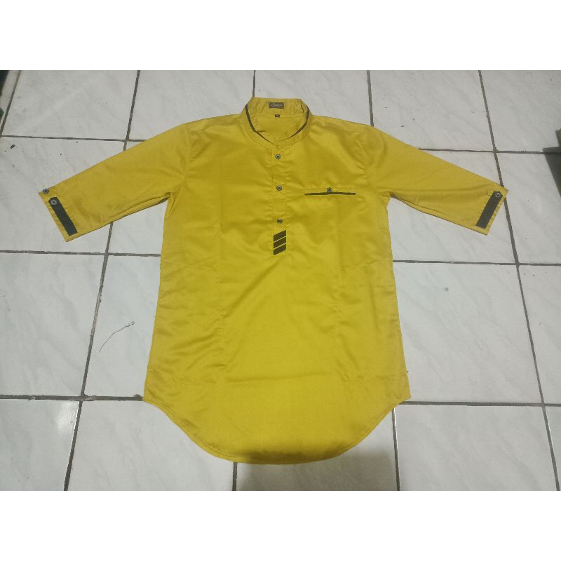 KOKO QURTA DEWASA WARNA LEMON / BAJU QURTA PRIA / PAKAIAN MUSLIM
