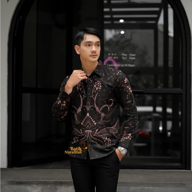 BAJU ATASAN KEMEJA BATIK PRIA LENGAN PANJANG SLIMFIT PREMIUM LAPIS FURING TERBARU MASA KINI REMAJA