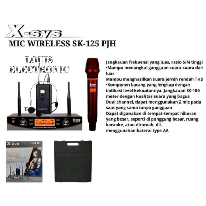 Mic Microphone Wireless Headset + Handle X-sys SK-125 PJH ORIGINAL Free Koper