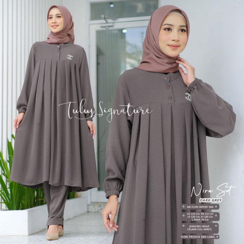 NIRA SET BY TULUS SIGNATURE / ONE SET WANITA MUSLIMAH / Setelan celana ld110