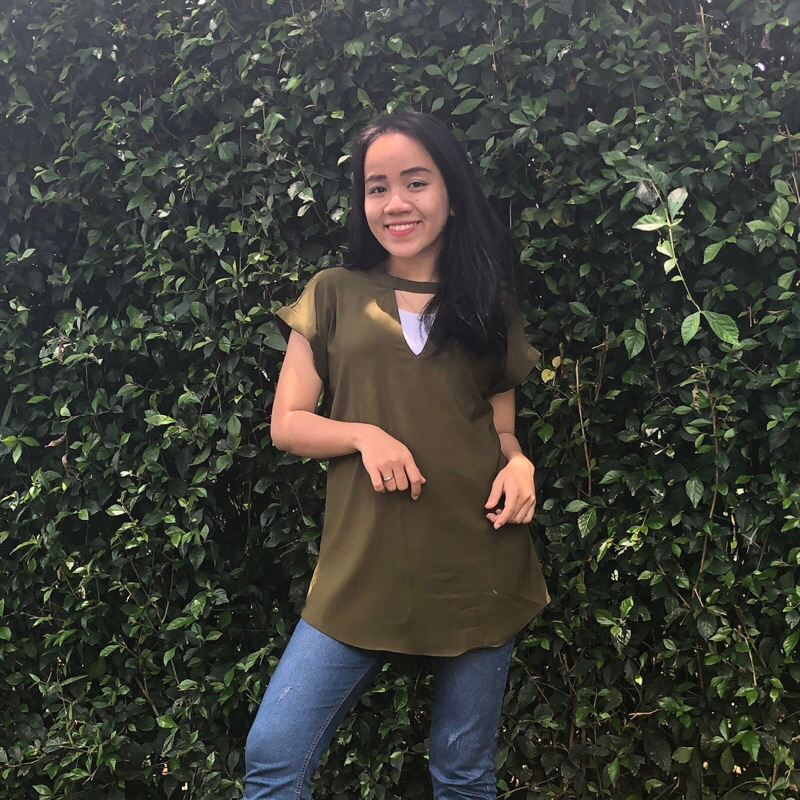 Lumut Coker - Blouse Leher Coker - Atasan Lengan Pendek
