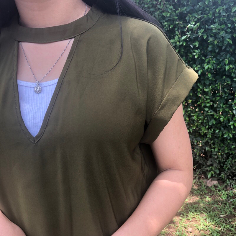 Lumut Coker - Blouse Leher Coker - Atasan Lengan Pendek