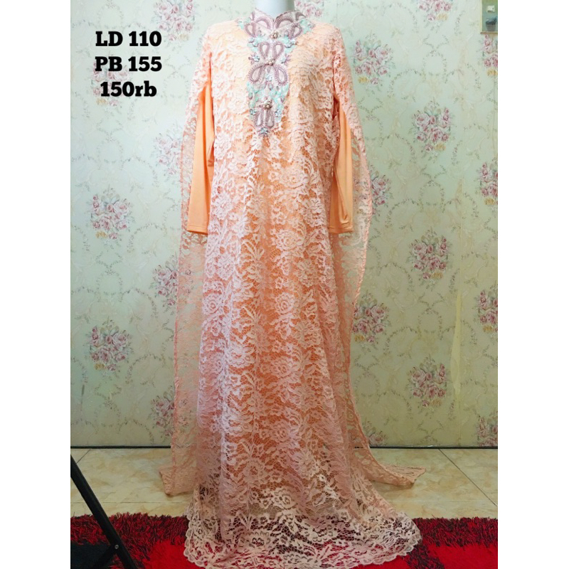Gamis Gaun Muslim Premium Warna Otak Udang LD 110