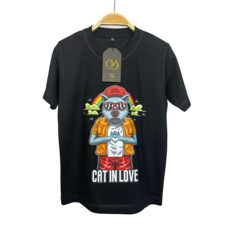 Gtf - Kaos Distro Anak Laki-Laki Usia 1-14 Tahun Lagi Hits Motif Cat In Love