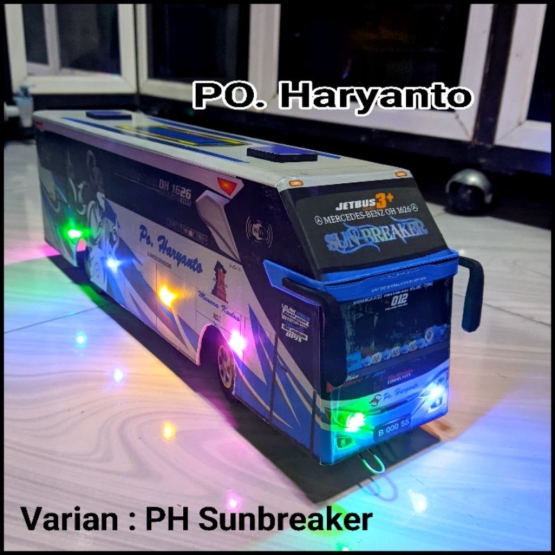 Mainan Miniatur Bus Antar Kota Bis Indonesia Full Lampu Bisa Oleng Belok