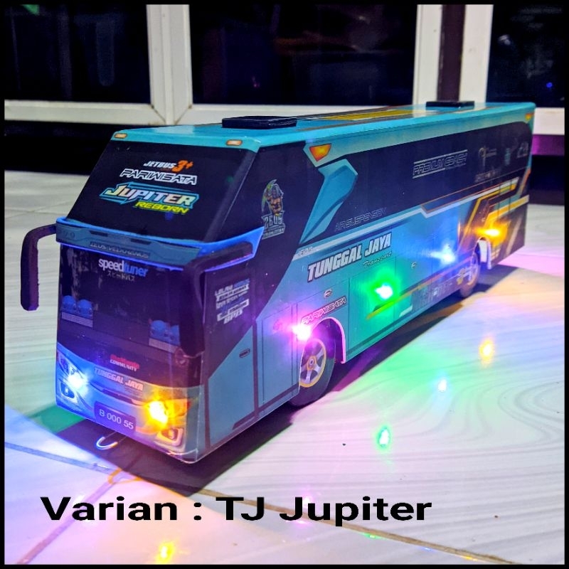 Mainan Miniatur Bus Telolet Basuri Full Lampu