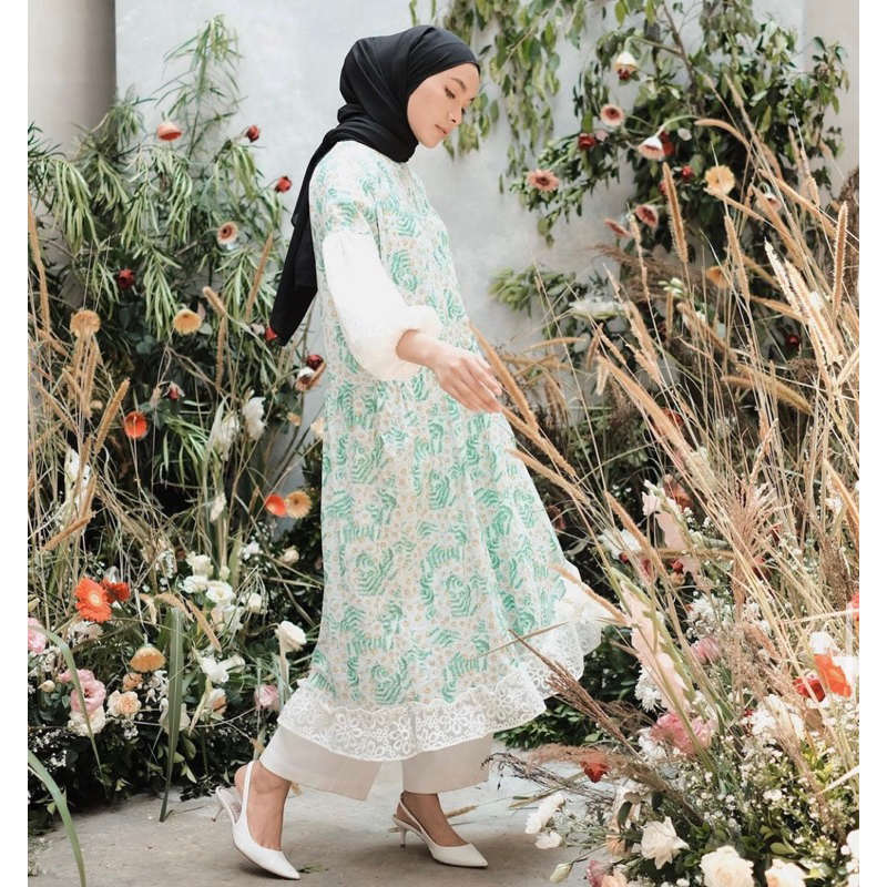 Preloved HaideeOrlin Midi Raya Alexandria/preloved midi dress bunga haidee orlin/preloved gamis haid