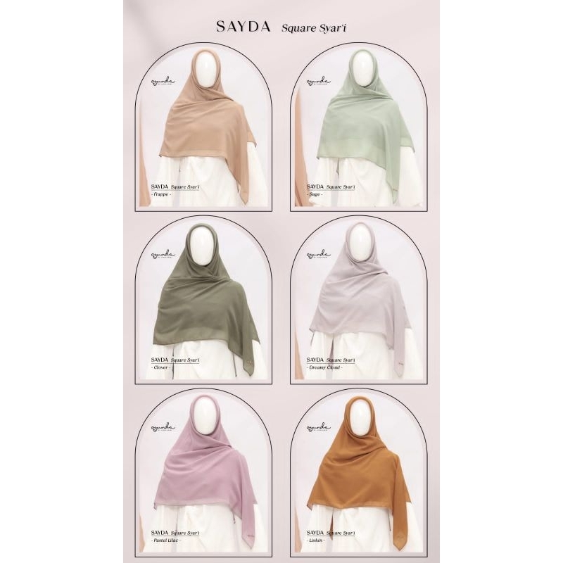 Sayda Square Syar'i Segi Empat Polos ( 145x145cm ) By Ayunda
