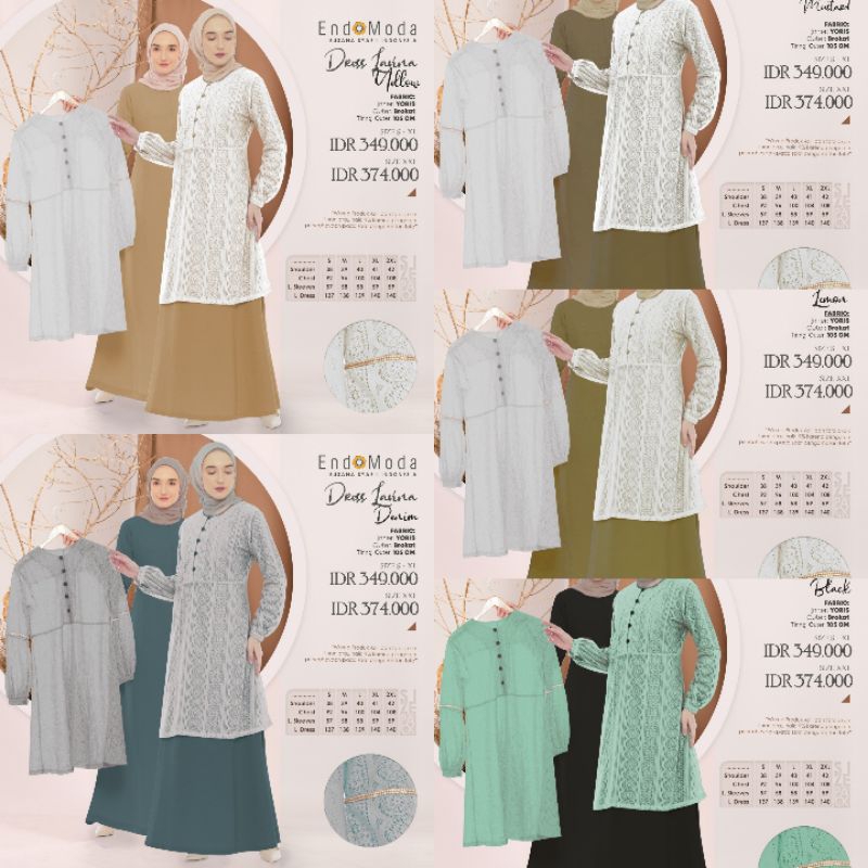 Endomoda Lavina gamis Yoris mix outer brokat ori