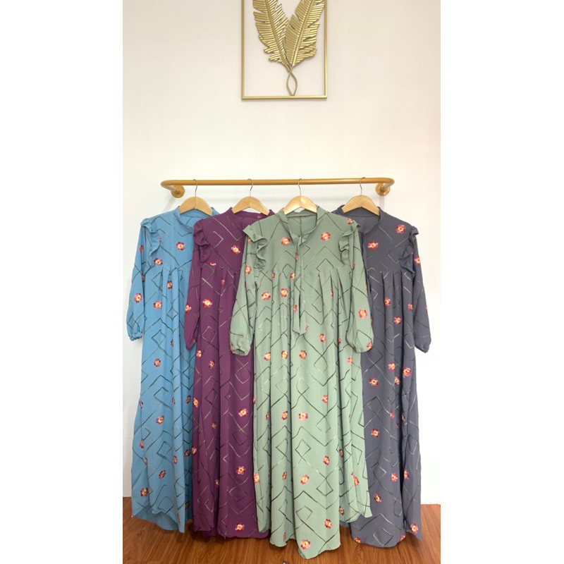 (crinkle) Gamis Crinkle SULAM AZAYA BUNGA