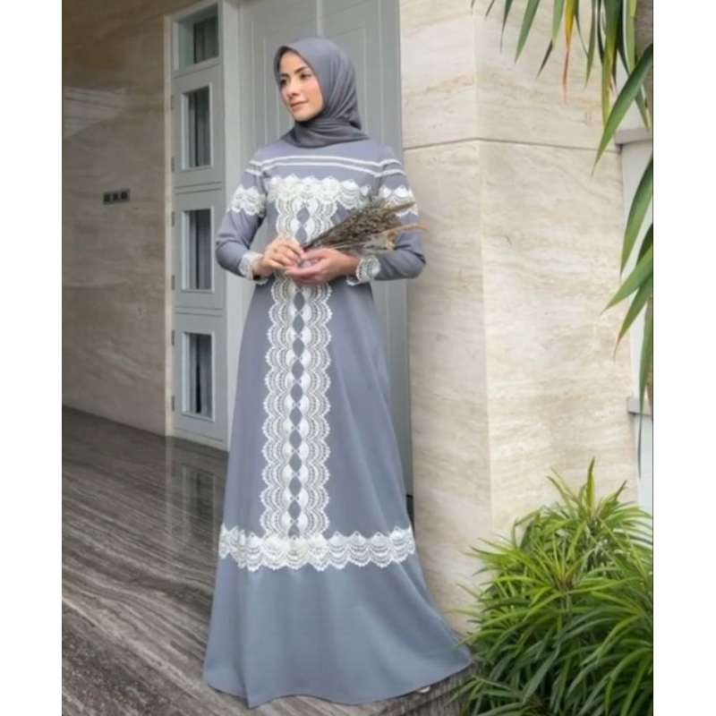 (100% ORIGINAL) FALISHA DRESS BY JAVINA OFFICIAL - DRESS LACE LEBARAN, LAMARAN, WISUDA, PESTA (ADA S