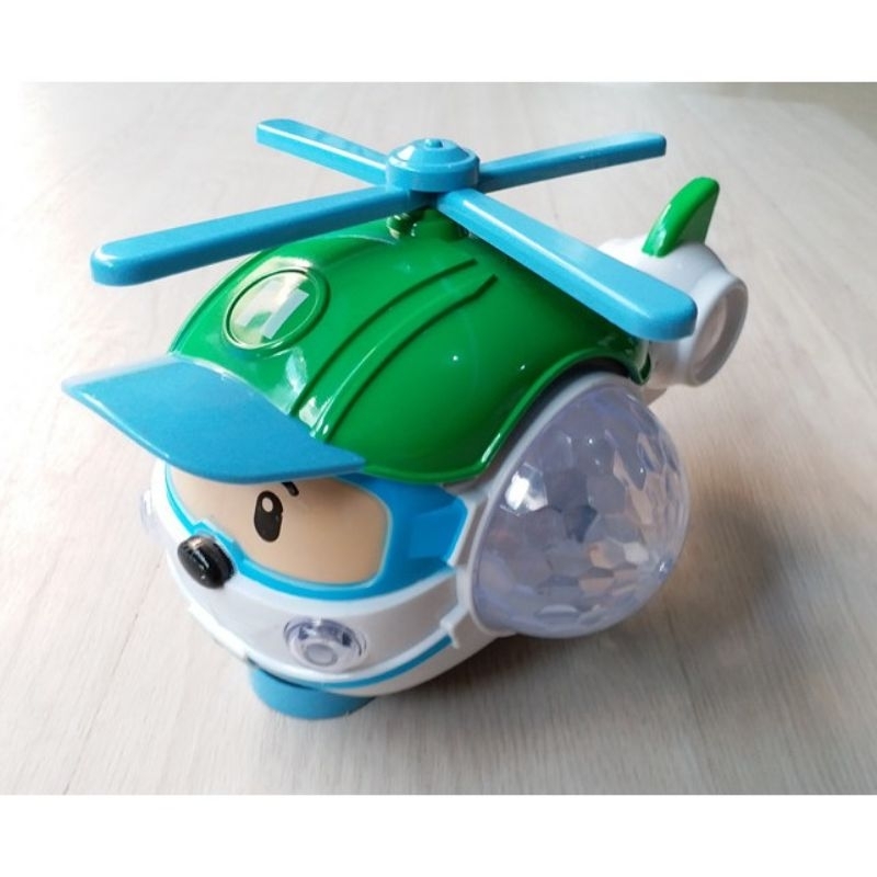 MAINAN HELIKOPTER PESAWAT HELLY BUMP AND GO / PESAWAT HELLY POLI LAMPU DISCO FREE BATRAI B3330BK