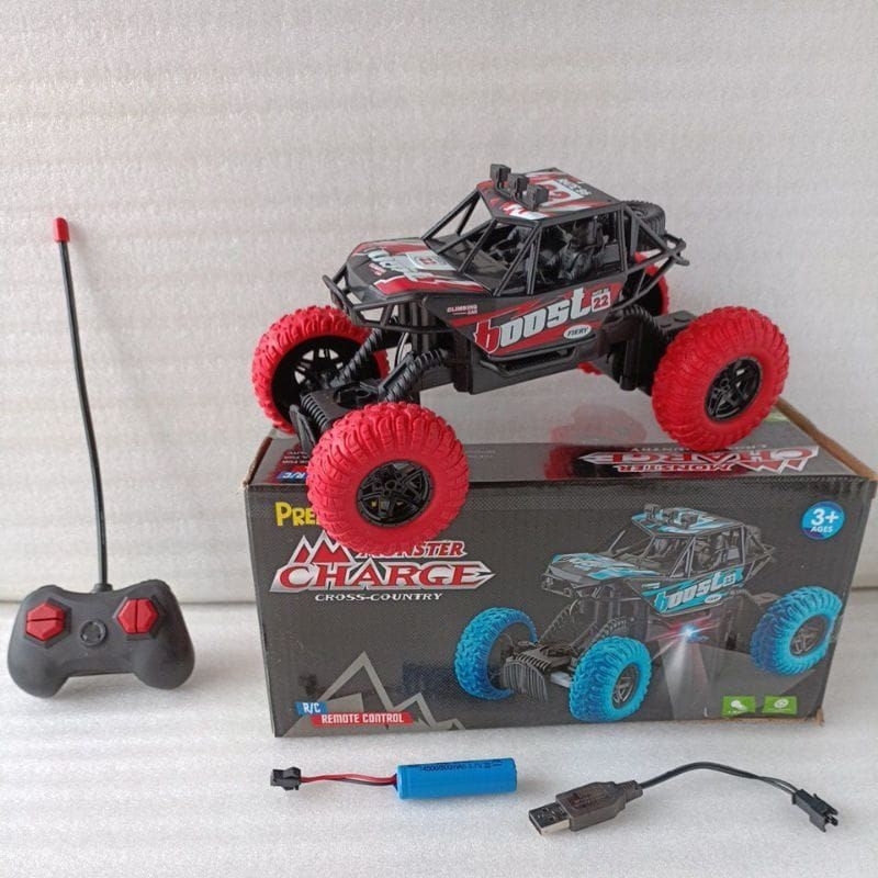 MOBIL REMOTE CLIMBING MINI RC MONSTER CHARGE DUS HITAM BATRE CAS 1:20 PR-17478