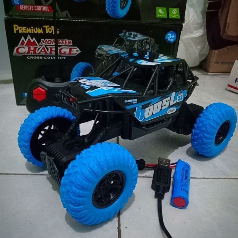 MOBIL REMOTE CLIMBING MINI RC MONSTER CHARGE DUS HITAM BATRE CAS 1:20 PR-17478