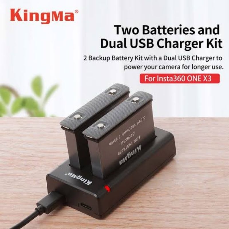 KingMa BATERAI For Insta360 X3 + Dual Slot LCD CHARGER - Insta 360 x3 Battery