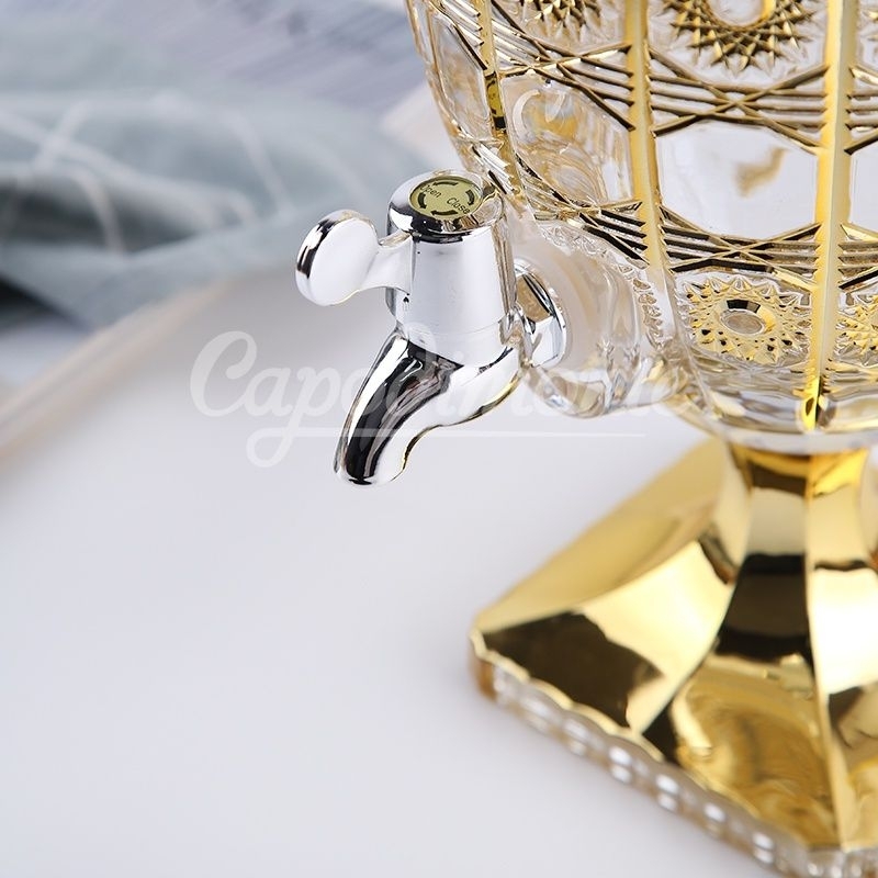 Capodimonte Dispenser Tempat Air Minum Kaca( Gold )5 Liter,