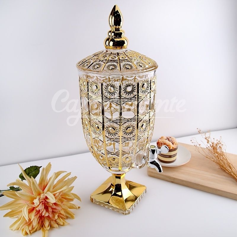 Capodimonte Dispenser Tempat Air minum kaca( Gold )5 Liter,