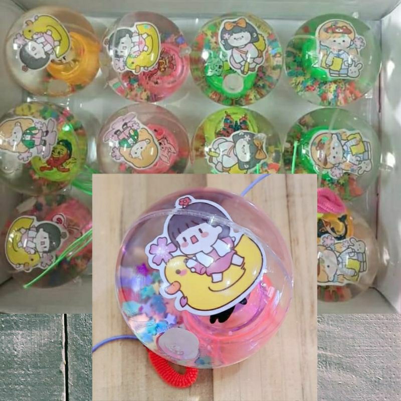 bola bekel LED bola karet air super glitter water ball mainan anak