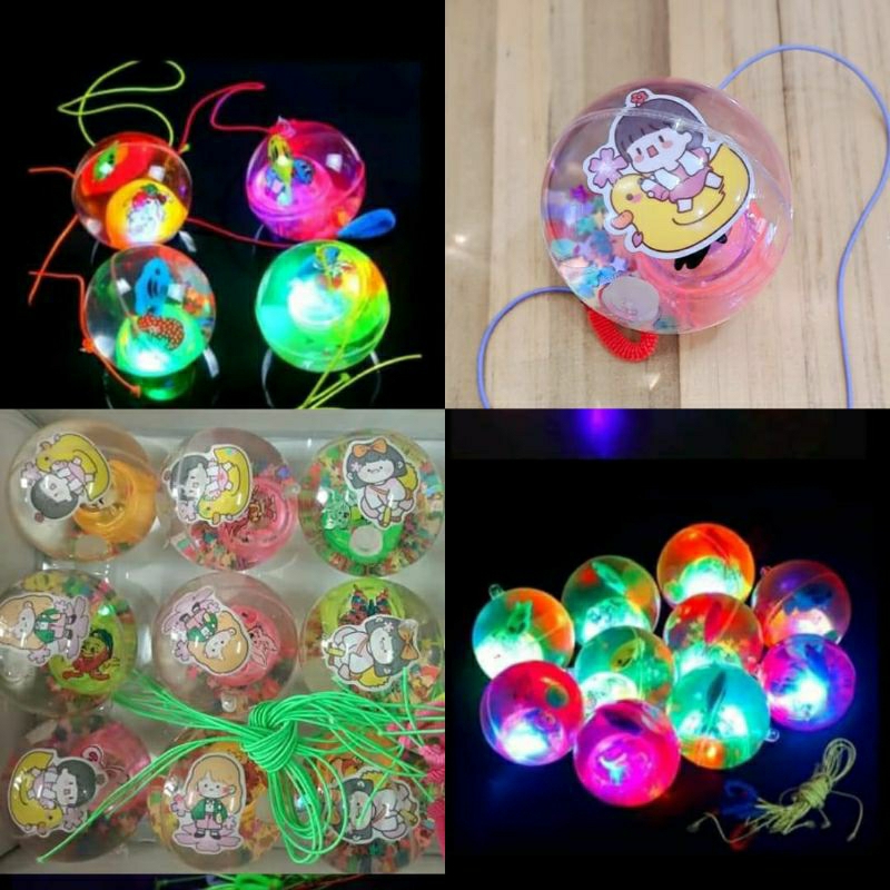 bola bekel LED bola karet air super glitter water ball mainan anak